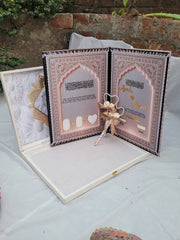 White Acrylic Front Nikkah Booklet set A3 size With 2pens